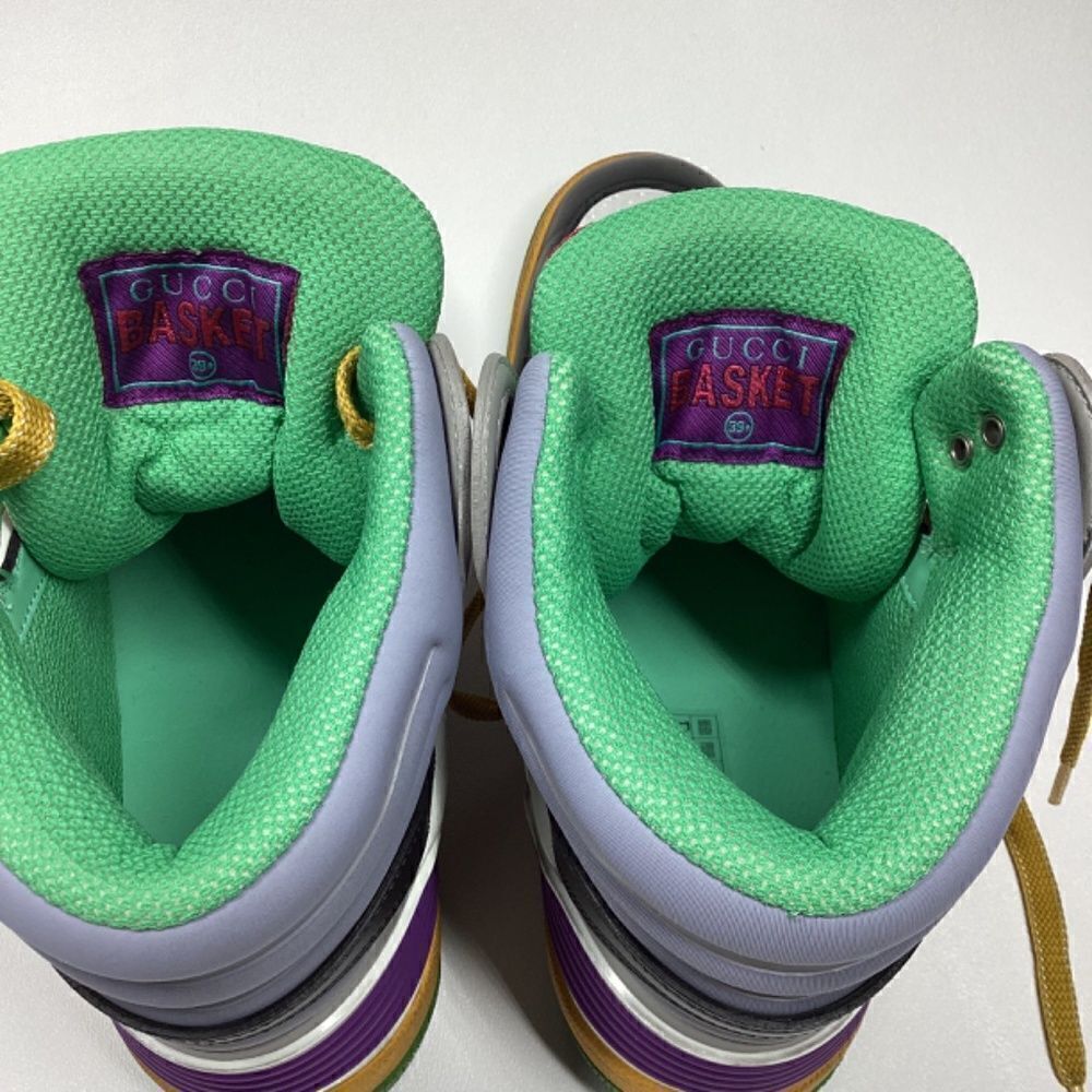 Gucci Evolution Basket High-Top Sneakers Black White Purple Size EU 39.5 - Picture 9 of 17